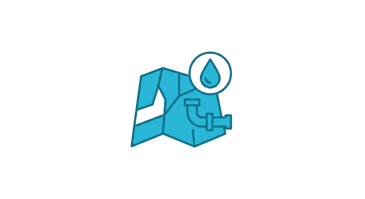 Johannesburg local area map with plumbing pipe and water drop